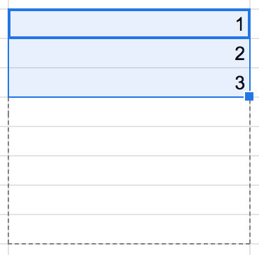 série de chiffres automatiques Google Sheets